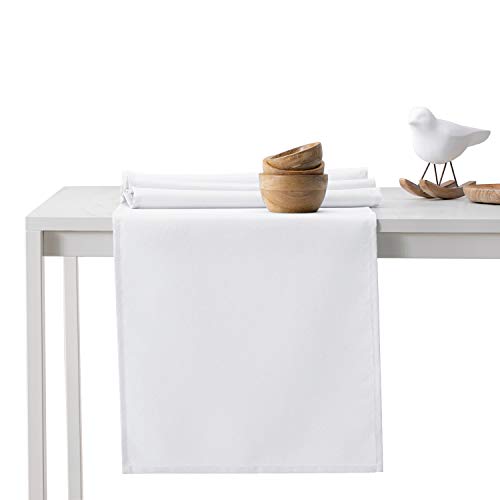 AmeliaHome Tischläufer 40x120 cm Lotuseffekt Wasserabweisend glänzend Weiß Empire von AmeliaHome