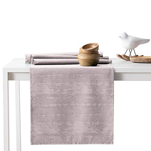 AmeliaHome Tischläufer 40x140 cm Lotuseffekt Wasserabweisend Schlangenhautmuster Puderrosa Vesta von AmeliaHome