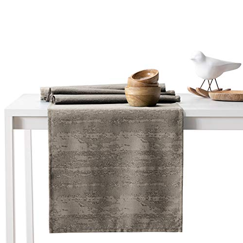 AmeliaHome Tischläufer Set 35x200 cm und 115x200 cm Lotuseffekt Wasserabweisend Schlangenhautmuster Cappuccino Vesta von AmeliaHome