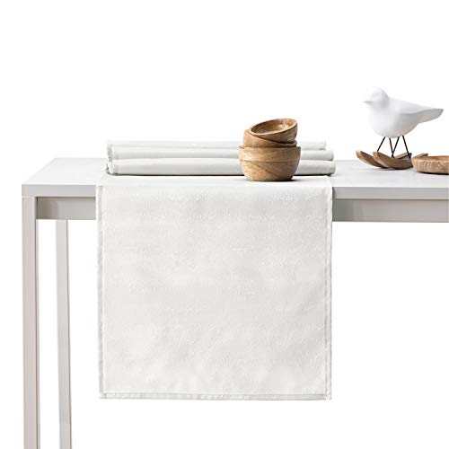 AmeliaHome Tischläufer Set 35x250 cm und 115x250 cm Lotuseffekt Wasserabweisend Schlangenhautmuster Ecru Vesta von AmeliaHome