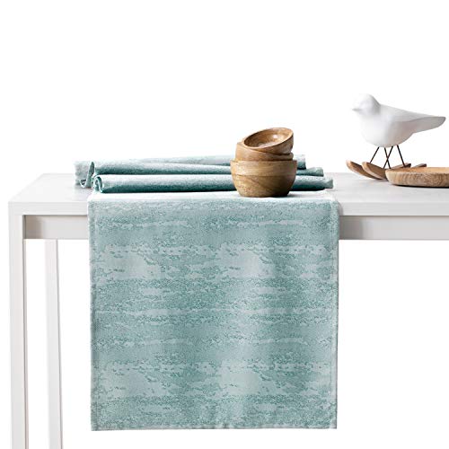 AmeliaHome Tischläufer Set 35x250 cm und 115x250 cm Lotuseffekt Wasserabweisend Schlangenhautmuster Minze Vesta von AmeliaHome