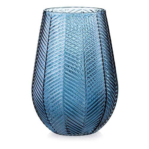 AmeliaHome Vase 18,5x25,5 cm Dekovase Tischvase aus Glas Dekoration Vitoria Dunkelblau von AmeliaHome