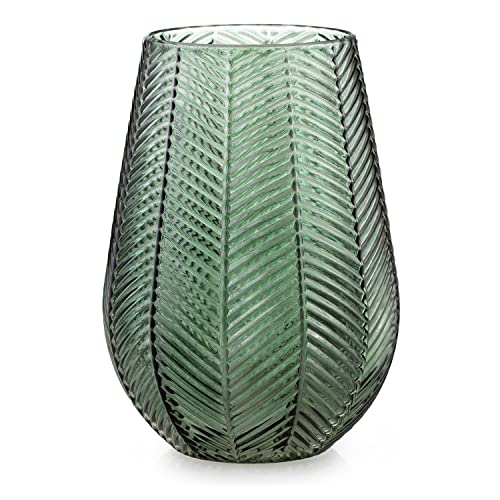 AmeliaHome Vase 18,5x25,5 cm Dekovase Tischvase aus Glas Dekoration Vitoria Flaschengrün von AmeliaHome