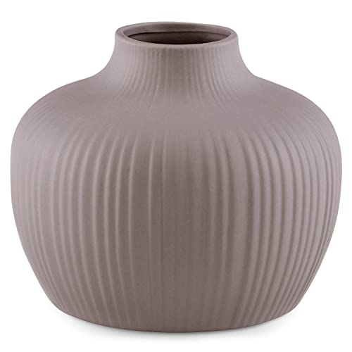 AmeliaHome Vase aus Keramik Dekovase Tischvase Dekoration Bali Kakao von AmeliaHome