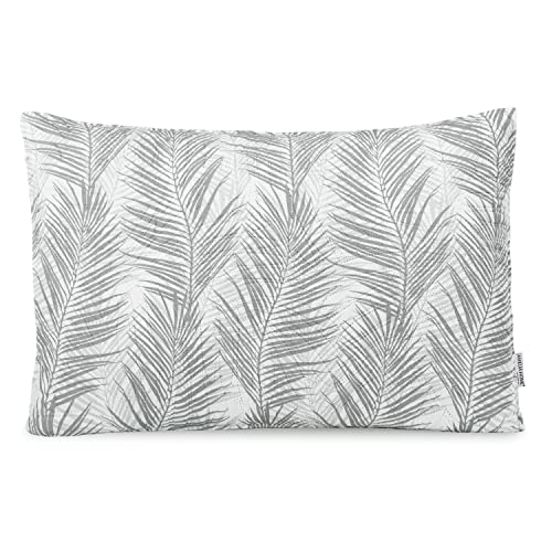 AmeliaHome Zierkissen Kissenbezug mit Füllung zweiseitig ultrasonic Steppung 50x70 cm Pflanzenmuster Grau Weiß Tropical Bonaire von AmeliaHome