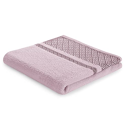 AmeliaHome Handtuch 100% Baumwolle 50x90 cm Bordüre Pink Volie von AmeliaHome