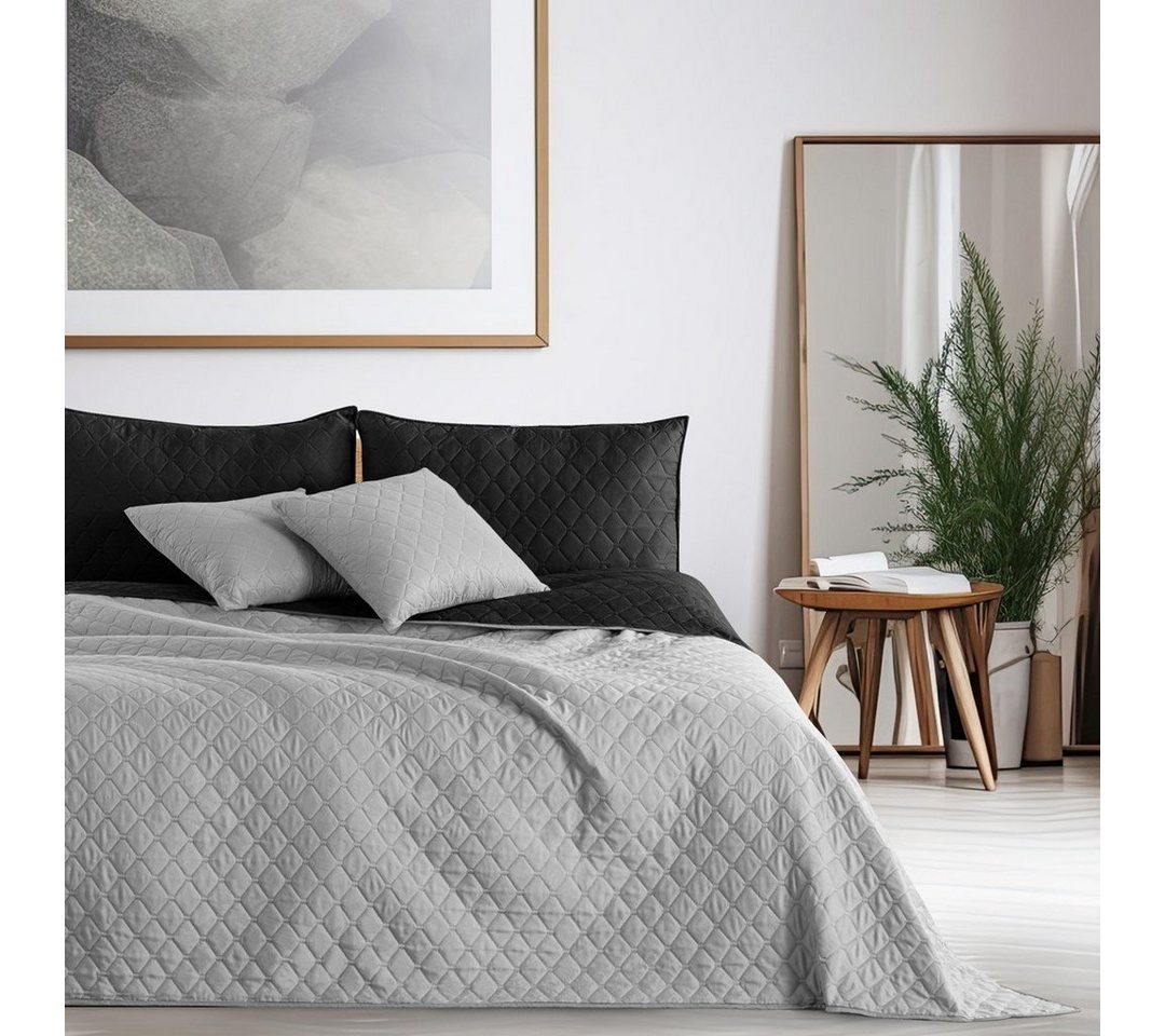 Tagesdecke Luxus Bettüberwurf Axel mit Uni Wendedesign - Zweiseitige Tagesdecke, DecoKing, Wendedesign, Zweifarbig von DecoKing
