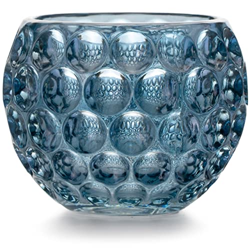 Teelichthalter aus Glas AmeliaHome Kerzenhalter Teelichtglas 11x9 cm Gijon Dunkelblau von AmeliaHome