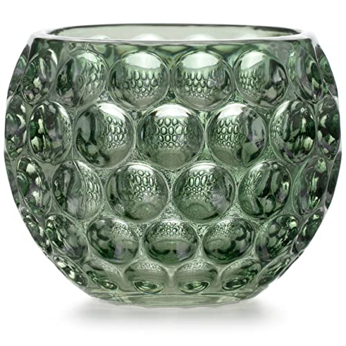 Teelichthalter aus Glas AmeliaHome Kerzenhalter Teelichtglas 11x9 cm Gijon Flaschengrün von AmeliaHome