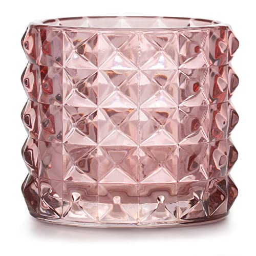 Teelichthalter aus Glas AmeliaHome Kerzenhalter Teelichtglas 7x6,5 cm Malaga Puderrosa von AmeliaHome