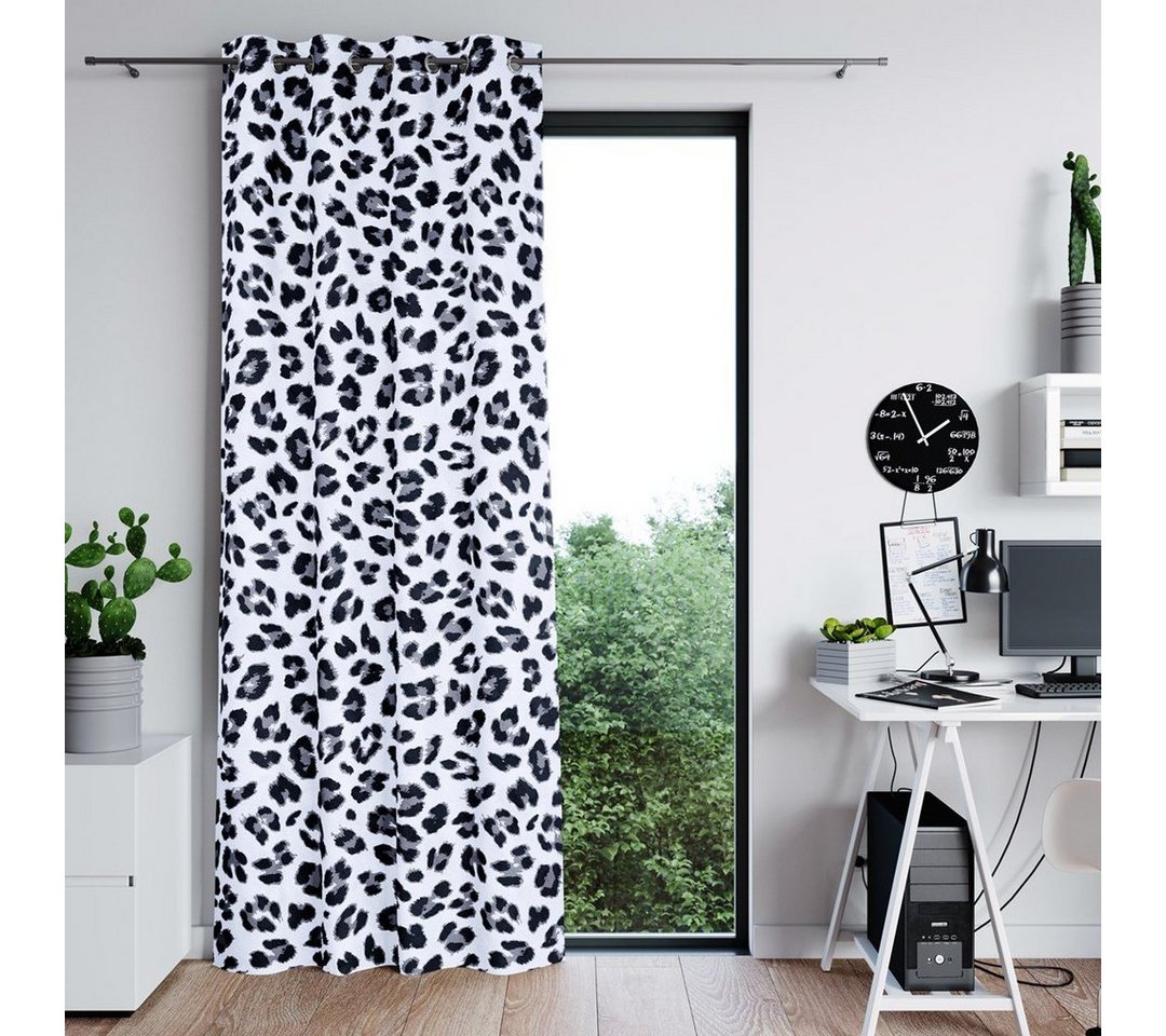 Vorhang Gardine 140x250 cm Ösen Leopard Muster für Wohnzimmer Schlafzimmer, AmeliaHome, Ösen (1 St) von AmeliaHome