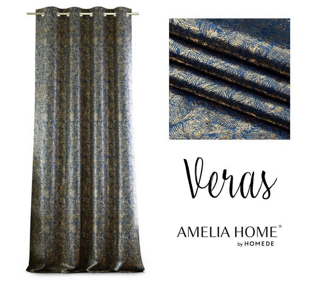 Vorhang Verdunkelungsvorhang Veras 140x250 cm Metallic Print, AmeliaHome, Ösen (1 St), verdunkelnd von AmeliaHome