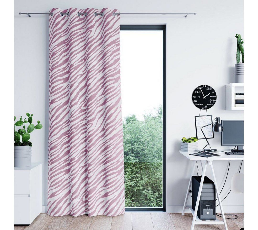 Vorhang Vorhang Gardine 140x250 cm Ösen Zebra Muster für Wohnzimmer, AmeliaHome, Ösen (1 St), verdunkelnd, Store von AmeliaHome