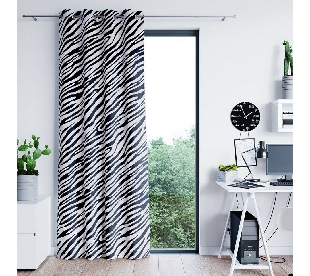 Vorhang Vorhang Gardine 140x250 cm Ösen Zebra Muster für Wohnzimmer, AmeliaHome, Ösen (1 St), verdunkelnd, Store von AmeliaHome