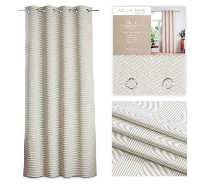 AmeliaHome Vorhang Vorhang Gardine Einfarbiges Muster für Wohnzimmer Schlafzimmer, Ösen (1 St), halbtransparent, Store von AmeliaHome