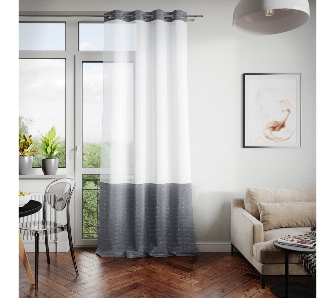 Vorhang Vorhang Gardine Ösen Modern 3 Muster Grau Weiß, AmeliaHome, Ösen (1 St), transparent von AmeliaHome