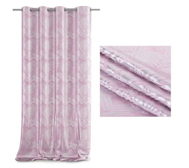 AmeliaHome Vorhang Vorhang Silverleaves mit Ösen Aufhängung 140x245 cm Beige Ösenvorhang, Ösen (1 St), verdunkelnd, pflegeleicht, langlebig & elegant von AmeliaHome