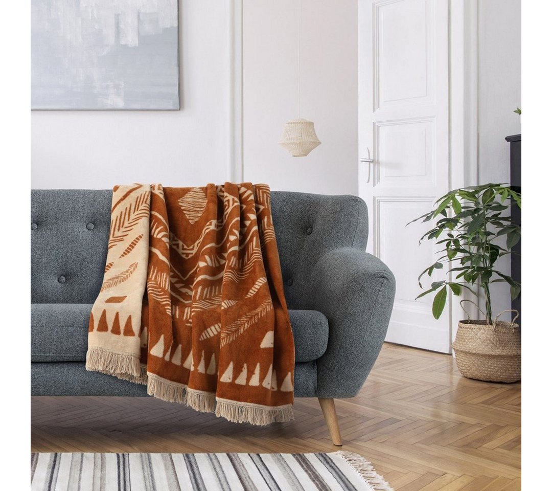 Wohndecke Decke Tagesdecke Baumwolle mit Fransen 150 x 200 cm Wohndecke, AmeliaHome von AmeliaHome