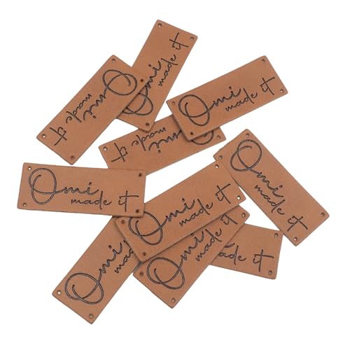 10 Kunstleder Label zum Annähen „Omi made it“,Handmade Label Kleidung,DIY-Projekte,braune Nähetiketten,langlebig,waschmaschinenfest,Etiketten,Einnähen,Nähen,DIY,Nählabel,Textiletiketten,Nähzubehör von Ameloua
