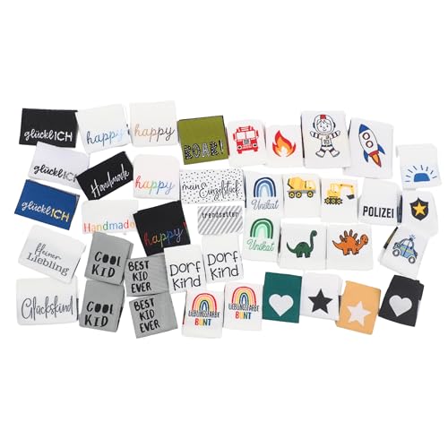 40 Weblabel Jungen Set,Dino,Polizei,Bagger,Feuerwehr,Webetiketten,Einnählabel,handmade Label,Weblabel mit Spruch,Etikett Einnähen,Nähen,DIY Etiketten,Nählabel,Textiletiketten,Nähzubehör,Geschenkidee von Ameloua
