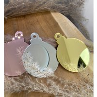 Acryl Ornament Spiegel Blanko in Rose Gold, Silber | Rohling Kugel, Weihnachtsschmuck von AmelouaStoffe