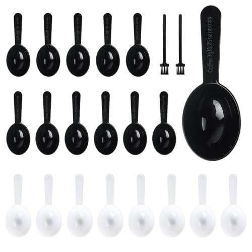 Amentalove 20 Stück Messlöffel, Kunststoff Messlöffel Dosierlöffel Kaffee-Messlöffe Set mit Reinigungsbürste, Messbecher Löffel Pulver Löffel, Maßlöffel für Kaffee Tee Milchpulver Flüssiggewürz von Amentalove