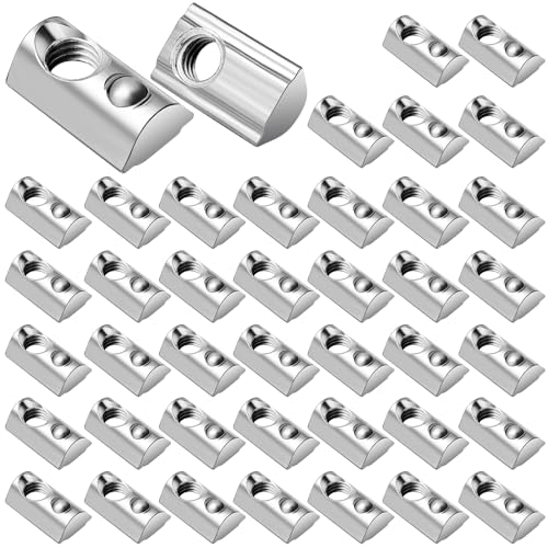 Amentalove 42 Stück Nutensteine M8 mit Zentrierung Kugel Nut 8, T Nutsteine Schrauben Set, 40-Serie Nutenstein M8 Aluprofil Kohlenstoffstahl Gleitmutter mit Federkugel für Alu C Profil 3D Drucker CNC von Amentalove