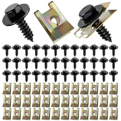 Amentalove 72 PCS Blechmutter Schraube Mutter Clip Kit, 36 Sätze Edelstahl Feder Blechnmutter und U Typ Karosserieschrauben, Kotflügelclip Blechmuttern Befestigung Clips für Auto Amentalove 72 PCS Blechmutter Schraube Mutter Clip Kit, 36 Sätze Edelstahl Feder Blechnmutter und U Typ Karosserieschrauben, Kotflügelclip Blechmuttern Befestigung Clips für Auto von Amentalove