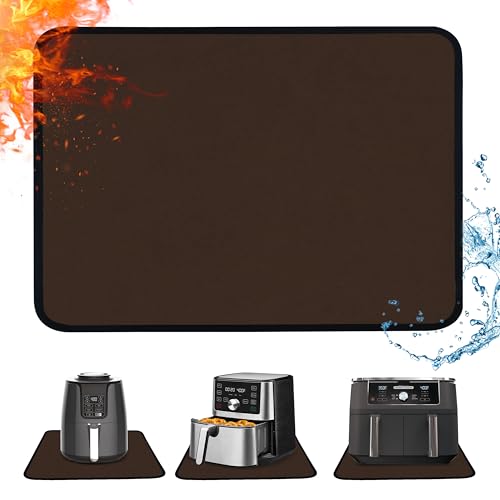 Amerbro Hitzebeständige Matte für Luftfritteuse, 40,6 x 61 cm, Arbeitsflächenschutz, feuerfester Silikon-Geräteschieber für Kaffeemaschine, Toaster, Backofen – Braun von Amerbro