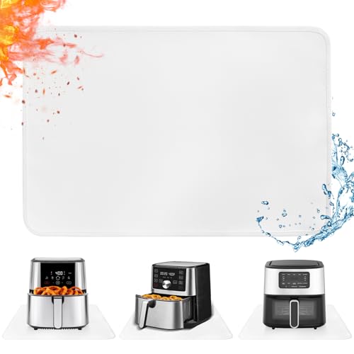 Amerbro Hitzebeständige Matte für Luftfritteuse, Arbeitsplattenschutz, feuerfeste Silikon-Gleitmatte für Kaffeemaschine, Toaster, Backofen, Weiß, 40,6 x 50,8 cm von Amerbro