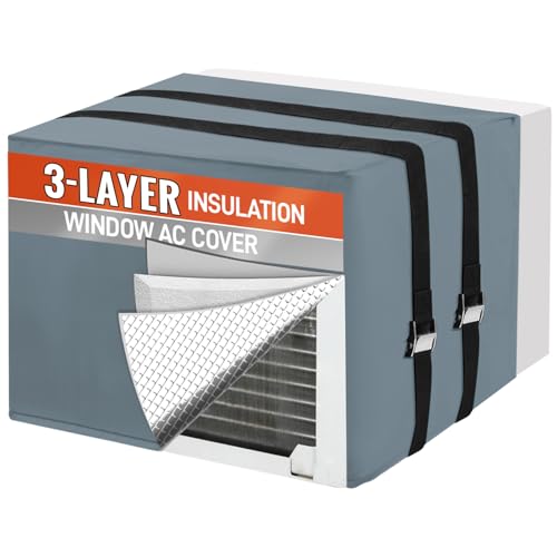 Klimaanlagenabdeckungen für den Außenbereich zum Schutz von Klima- und Winterisolierung, wasserdichte und schneefeste Fensterabdeckungen für den Außenbereich mit 3-lagiger Isolierung – 43,2 cm B x 33 von Amerbro