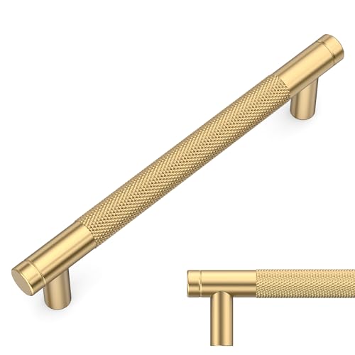Amerdeco 10 Stück Champagner Bronze Schrankgriffe 128mm Lochabstand, Aluminium Griffe für Küchenschränke & Möbelgriffe für Schubladen von Amerdeco