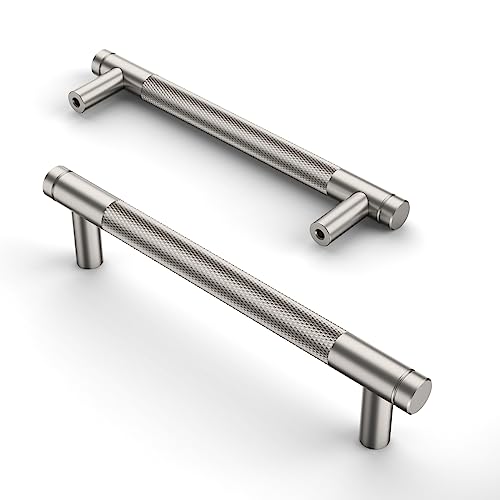 Amerdeco 10 Stück Gebürsteter Nickel Schrankgriffe 128mm Lochabstand, Aluminium Griffe für Küchenschränke & Möbelgriffe für Schubladen von Amerdeco