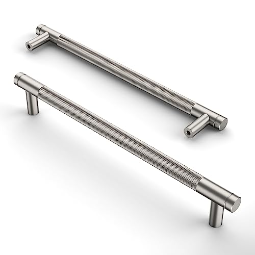 Amerdeco 10 Stück Gebürsteter Nickel Schrankgriffe 192mm Lochabstand, Aluminium Griffe für Küchenschränke & Möbelgriffe für Schubladen von Amerdeco