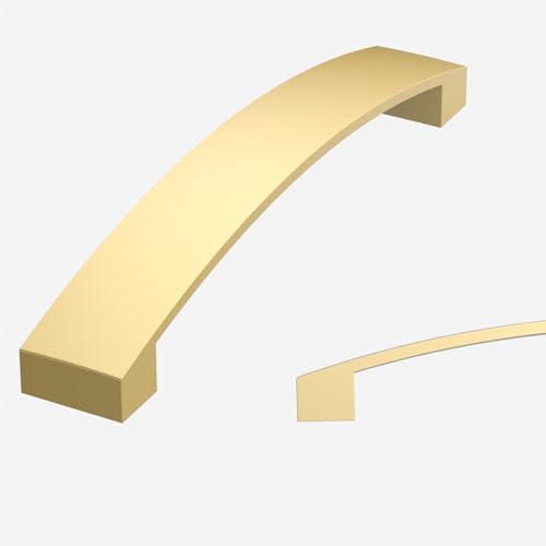 Amerdeco 10 Stück Möbelgriffe Brushed Gold,128mm Lochabstand, Aluminiumlegierung Schubladengriffe & Schrankgriffe für Küchenschränke & Kleiderschränke UK0021 von Amerdeco