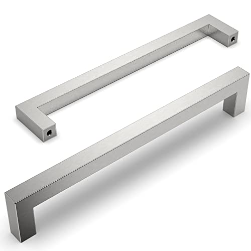 Amerdeco 10 Stück Möbelgriffe Edelstahl Gebürsteter Nickel Schrankgriffe Küchengriffe 192mm Lochabstand Schubladen Griffe Zinklegierung Schubladengriffe Griffe für Küchenschränke Kleiderschrank von Amerdeco