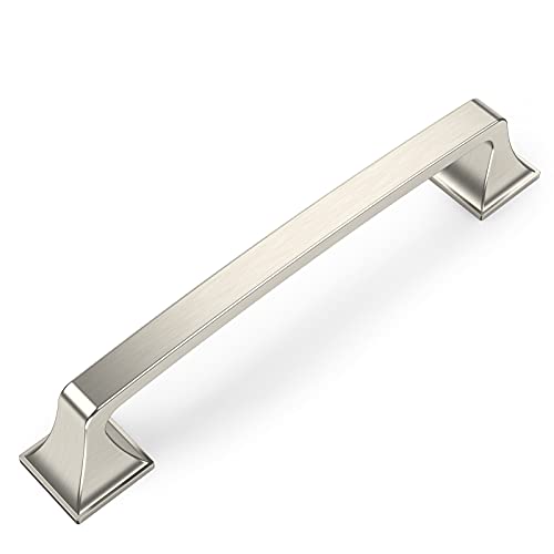 Amerdeco 10 Stück Möbelgriffe Gebürsteter Nickel 128mm Lochabstand Zinklegierung Griffe für Küchenschränke Schrankgriffe Schubladengriffe Türgriffe für Küchenschränke Kleiderschrank UK0015 von Amerdeco