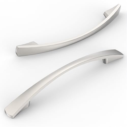 Amerdeco 10 Stück Möbelgriffe Gebürsteter Nickel Schrankgriffe Küchengriffe 128mm Lochabstand Schubladen Griffe Schubladengriffe Griffe für Küchenschränke Kleiderschrank UK0023 von Amerdeco
