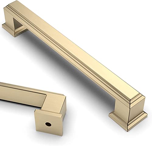 Amerdeco 10 Stück Möbelgriffe Gold 128mm Lochabstand Gebürstetes Messing Schubladen Griffe für gold Küchenschränke Schrankgriffe Schubladengriffe Türgriffe für Küchenschränke Kleiderschrank UK0016… von Amerdeco