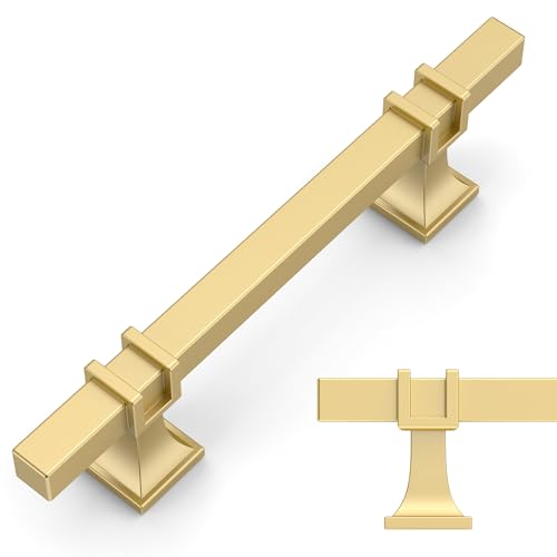 Amerdeco 10 Stück Möbelgriffe Gold – 96mm Lochabstand, Schrankgriffe, Küchengriffe, Schubladengriffe für Küchenschränke & Kleiderschränke UK0003 von Amerdeco