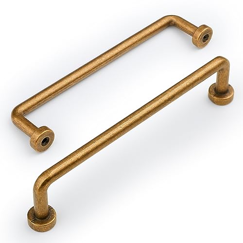 Amerdeco 10 Stück Möbelgriffe Antik Messing, 128mm Lochabstand, Zinklegierung Schubladengriffe & Schrankgriffe für Küchenschränke & Kleiderschränke UK0052 von Amerdeco
