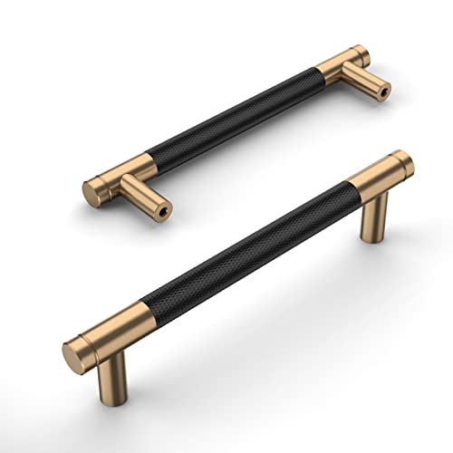Amerdeco 5 Stück Mattes Schwarz-Gold Schrankgriffe 128mm Lochabstand, Aluminium Griffe für Küchenschränke & Möbelgriffe für Schubladen Amerdeco 5 Stück Mattes Schwarz-Gold Schrankgriffe 128mm Lochabstand, Aluminium Griffe für Küchenschränke & Möbelgriffe für Schubladen von Amerdeco