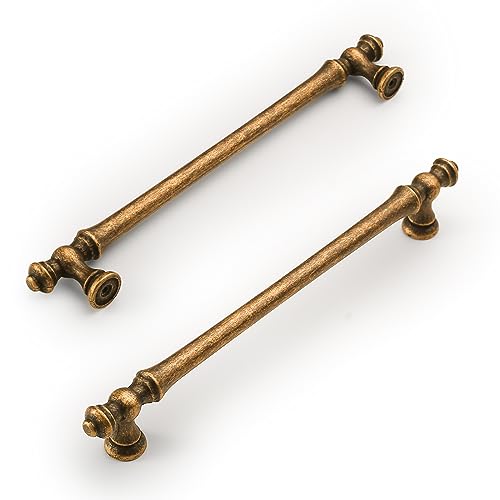 Amerdeco 6 Stück Möbelgriffe Antik Messing, 192mm Lochabstand, Zinklegierung Schubladengriffe & Schrankgriffe für Küchenschränke & Kleiderschränke UK0017 von Amerdeco