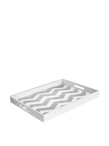 American Atelier Chevron Rechteckiges Serviertablett mit Griffen, Grau von American Atelier