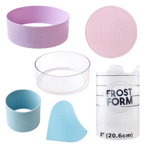 AC Food Crafting 15,2 cm Frostform Starter Kit (7-teilig) Kuchenform rund Liner Ständer Krümelschneider Finisher Grundform Anleitung Frost Form Kuchen Kit Kuchen Zuckerguss Kit Frost Form Kit von American Crafts