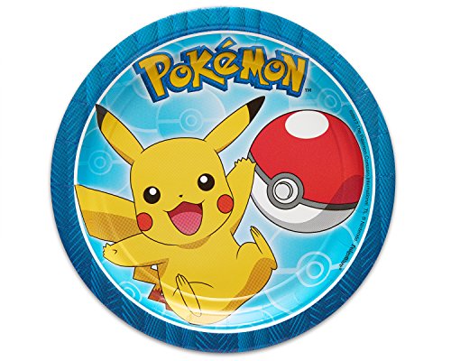 American Greetings Bunte runde Pokemon-Teller, 17,8 cm, lustiges, langlebiges Design, perfekt für Kinderpartys und Feiern von American Greetings