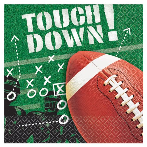 Servietten mit Fußball-Motiv, Touchdown-Motiv, 16,5 x 16,5 cm, 125 Stück von American Greetings