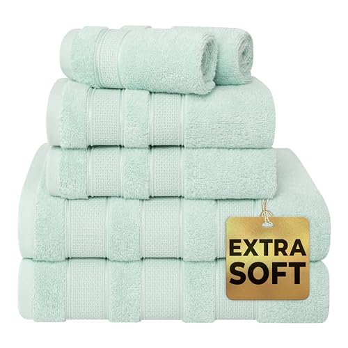 American Soft Linen Salem Türkisches Badetuch-Set, 100 % Baumwolle, 600 GSM, 6-teiliges Handtuchset für das Badezimmer, 2 Badetücher, 2 Handtücher, 2 Waschlappen, Mint American Soft Linen Salem Türkisches Badetuch-Set, 100 % Baumwolle, 600 GSM, 6-teiliges Handtuchset für das Badezimmer, 2 Badetücher, 2 Handtücher, 2 Waschlappen, Mint von American Soft Linen