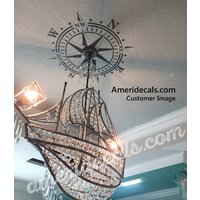 Decke Medaillon Kompass Rose Aufkleber Nautik Strand Dekor Abnehmbare Graphic Art Vinyl Bis Zu 6 Ft Durchmesser - Lampe Oder Kronleuchter von AmericanDecals