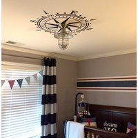 Kompass Decke Medaillon Wandaufkleber Maritimer Kronleuchter Strand Dekor Abnehmbare Grafik Kunst Vinyl Bis 6 Ft Durchmesser von AmericanDecals